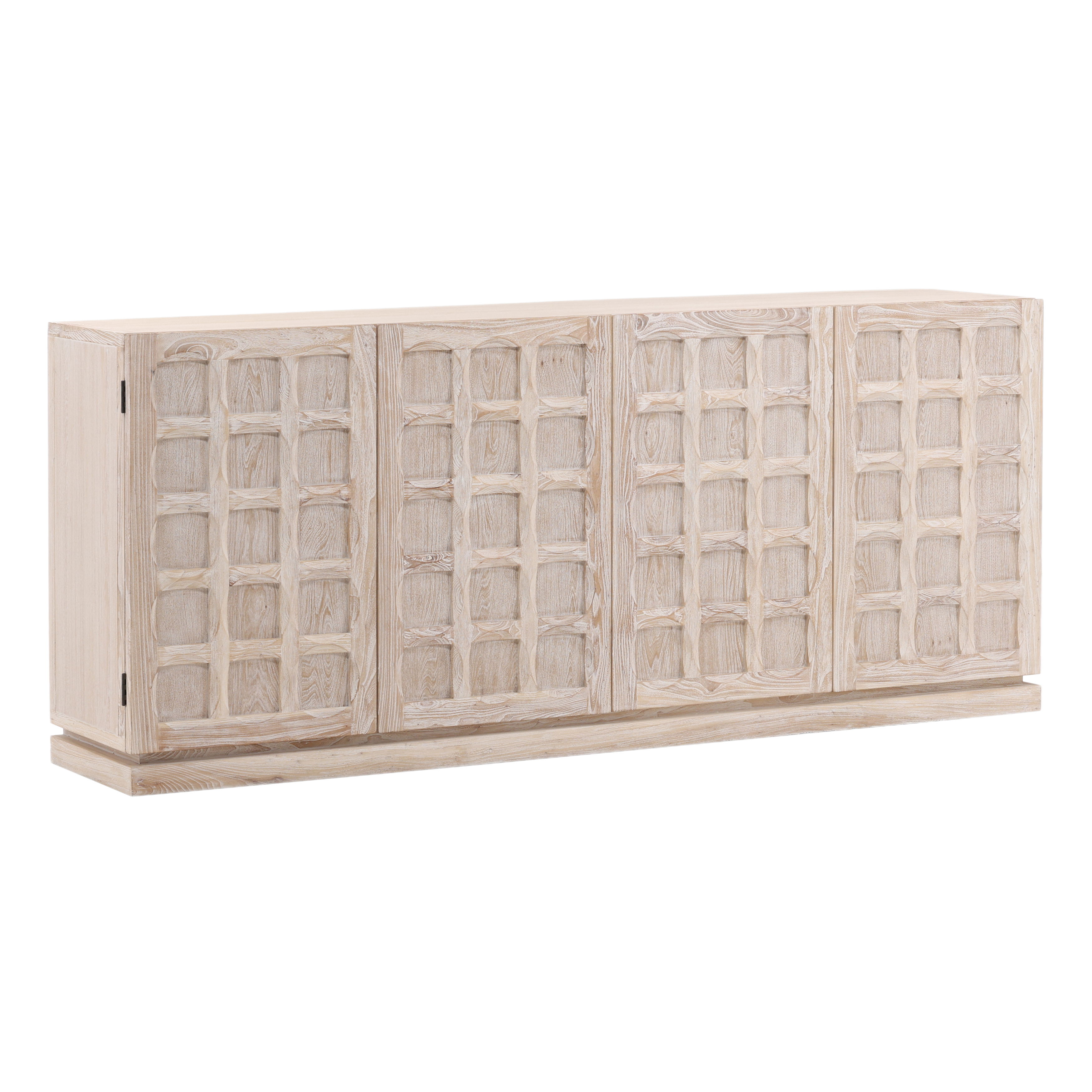 Harrison Sideboard Whitewash, Sideboards & Buffet by Dovetail, 86.5" width x 37.25" height x 18.1" depth View 1