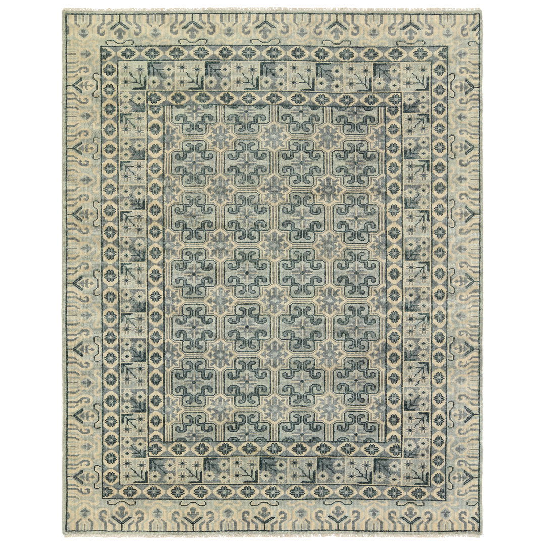 Jaipur Living Stage SLN20 Handknotted Geometric Blue and White Area Rug (10'x14') large image 
