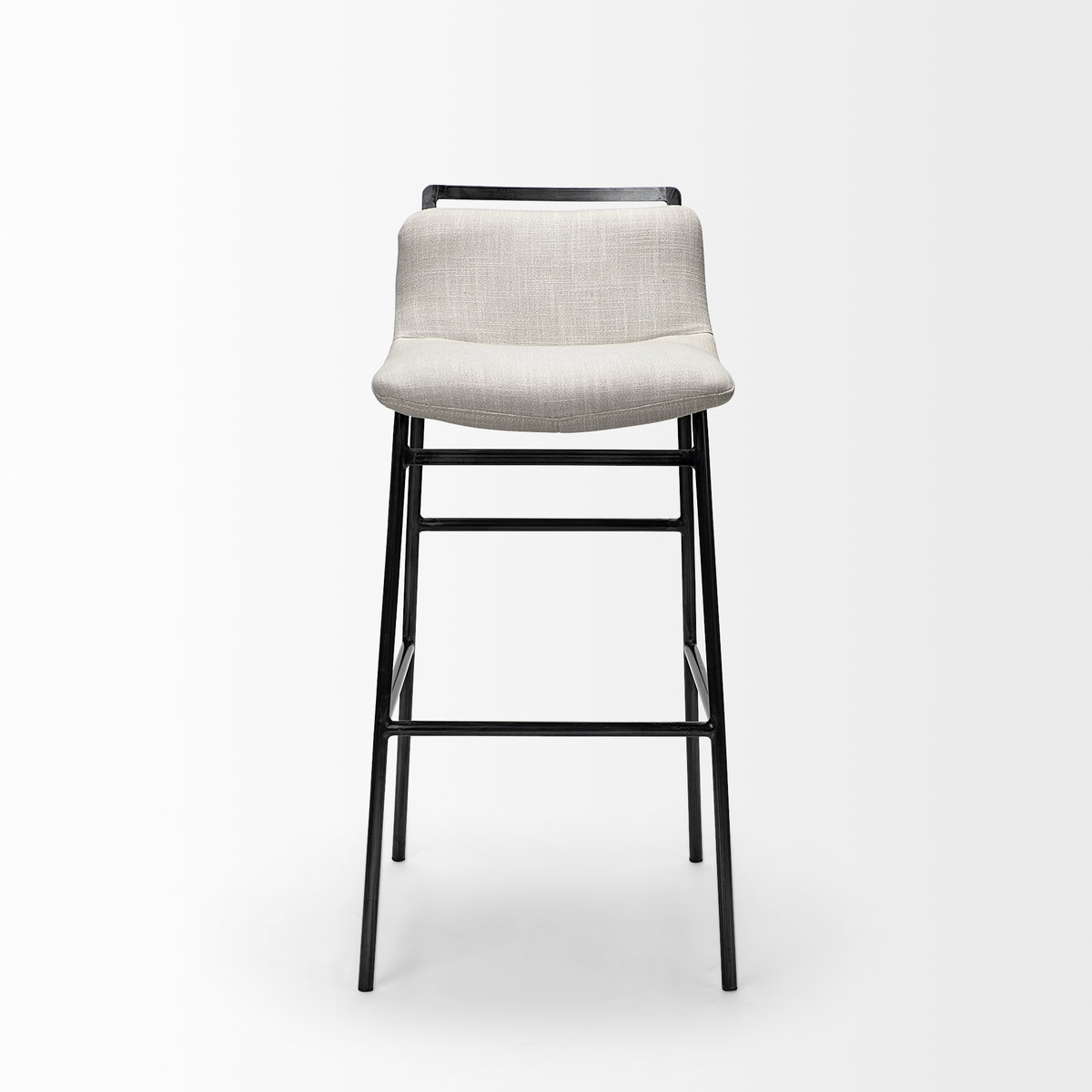 Kavalan Low Back 24.25in Seat Counter Stool | Beige Fabric with Metal, Counter & Bar Stool by Mercana, 17.72" length x 20.87" width x 33.46" height View 6