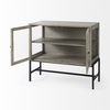 Arelius 36L x 18W x 32H Gray Wood, Black Metal Base with 2 Glass Doors Accent Cabinet thumbnail 5