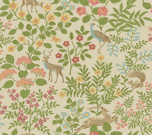 Woodland Floral Linen Peel & Stick Wallpaper