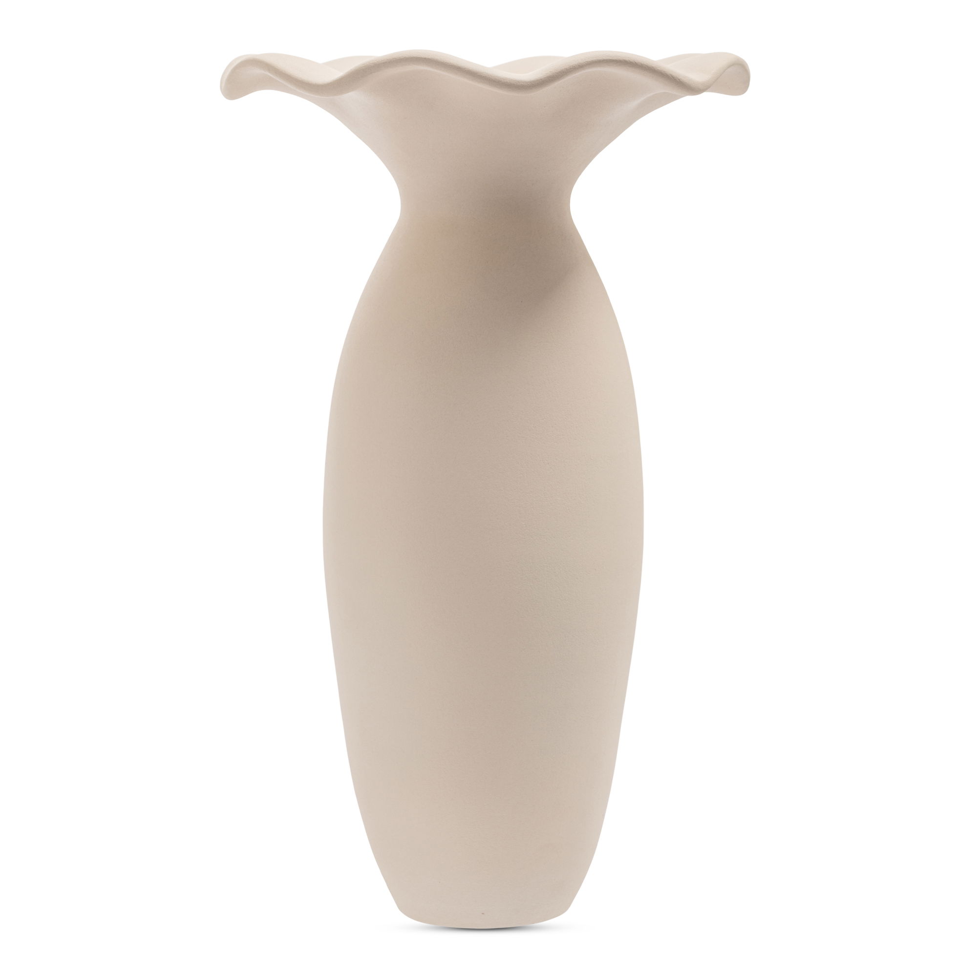 Ruffle 16in Decorative Vessel Ecru large image 