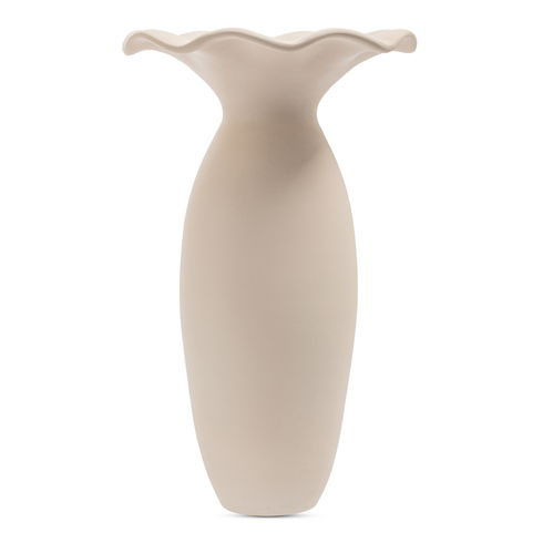 Ruffle 16in Decorative Vessel Ecru