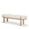 Sohan Light Brown Elm Wood with Oatmeal Fabric Bench thumbnail 0