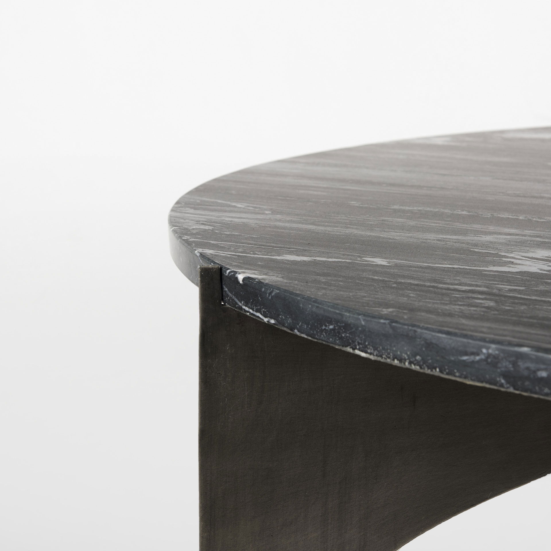 Reinhold III Black Marble Top Iron Coffee Table large image 