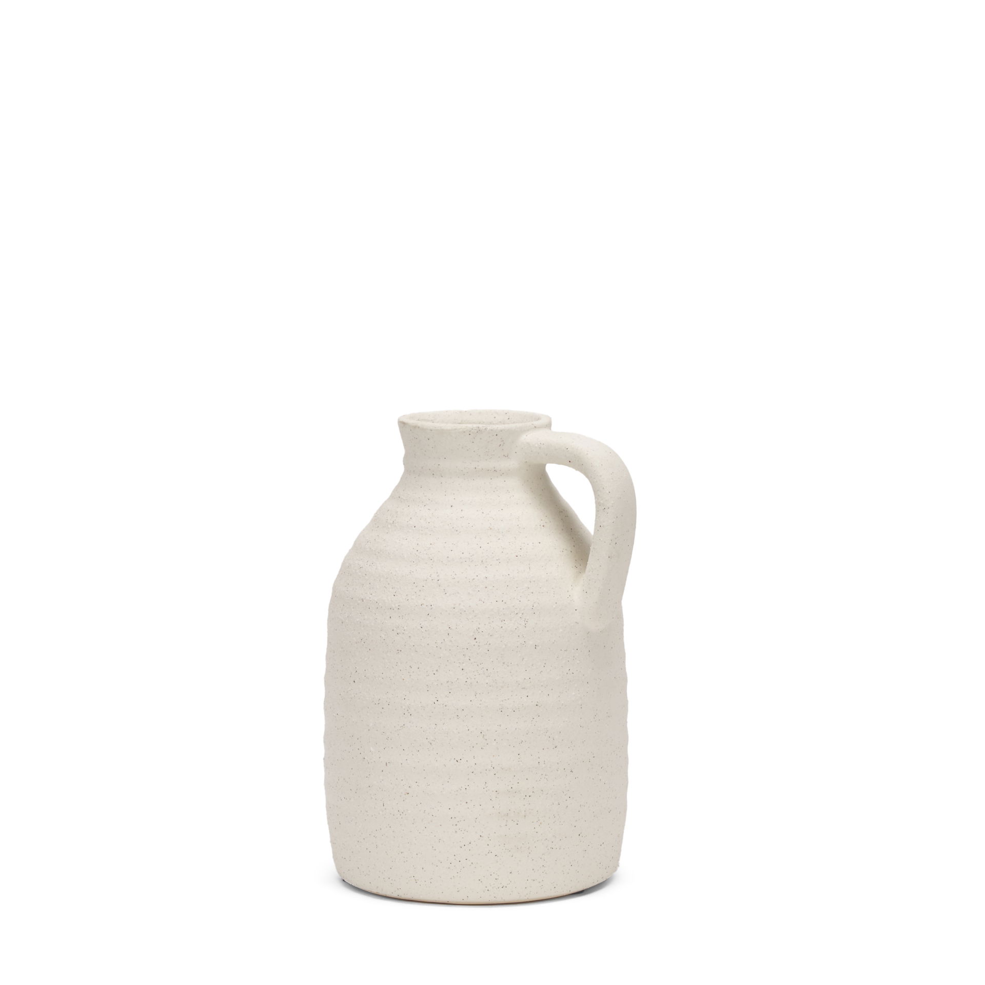Tyrus Medium Textured Matte White with Speckling Ceramic Vase large image 