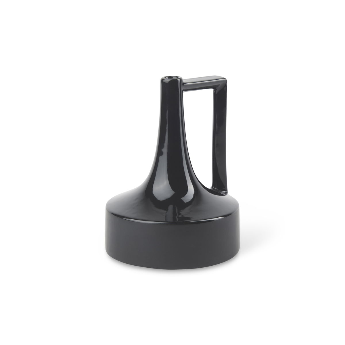 Burton 8.3H Small Glossy and Matte Black Ceramic Jug Vase, Decorative Jar by Mercana, 6.1" length x 6.1" width x 8.27" height View 1