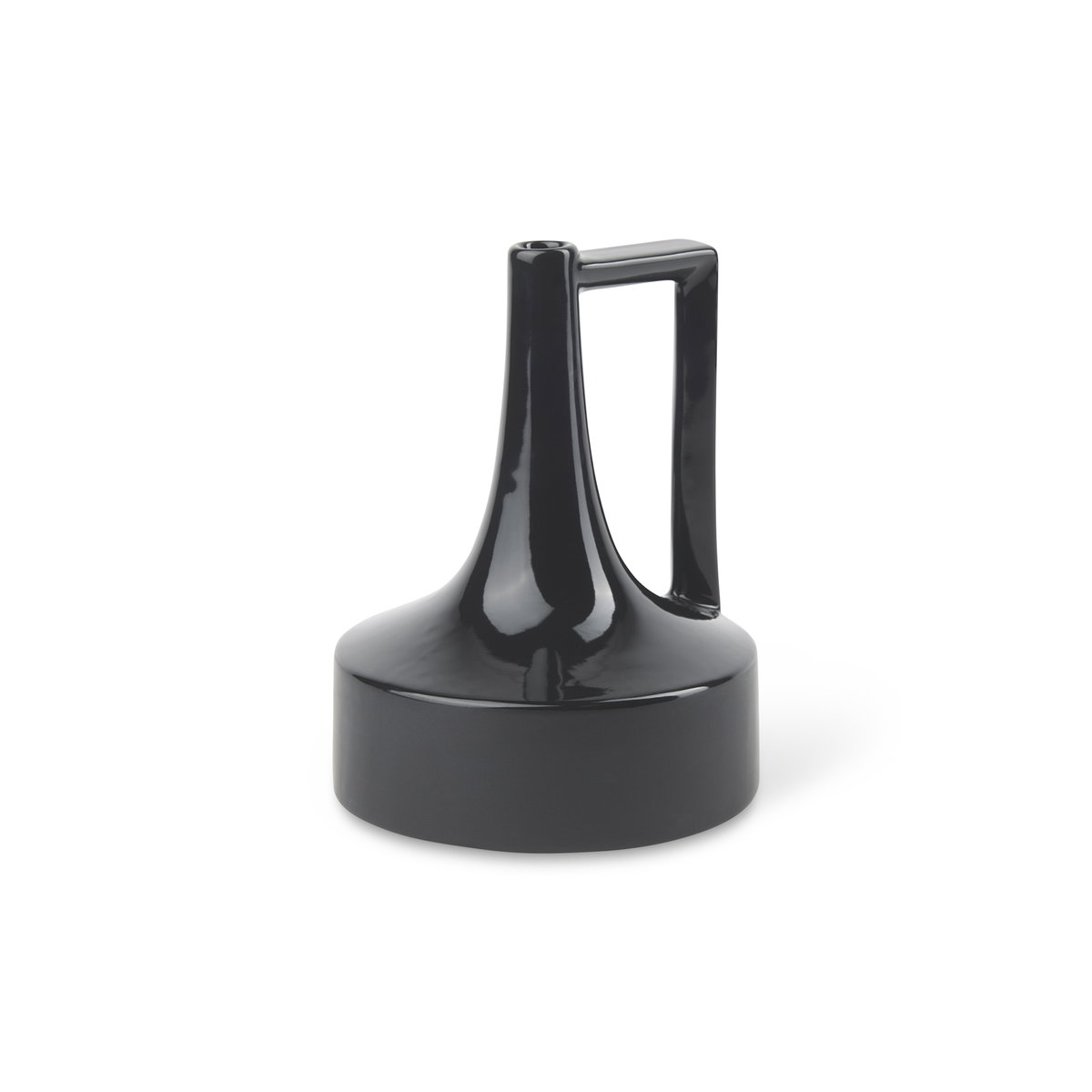 Burton 8.3H Small Glossy and Matte Black Ceramic Jug Vase, Decorative Jar by Mercana, 6.1" length x 6.1" width x 8.27" height View 1