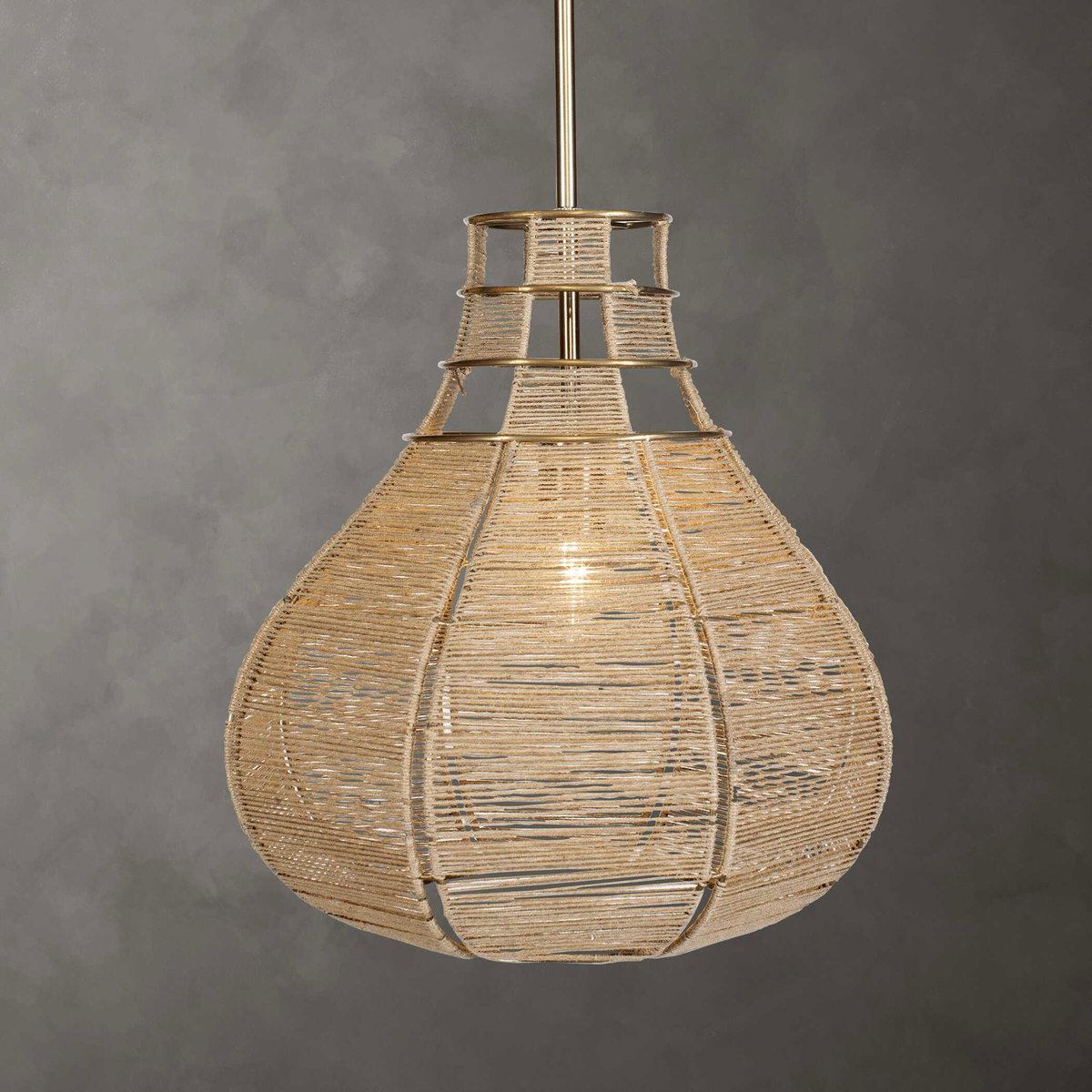 Hestia 1 Light Natural Rope Pendant, Mini Light Pendant by Uttermost, 16" width x 16.25" height x 16" diameter x 16" depth View 2