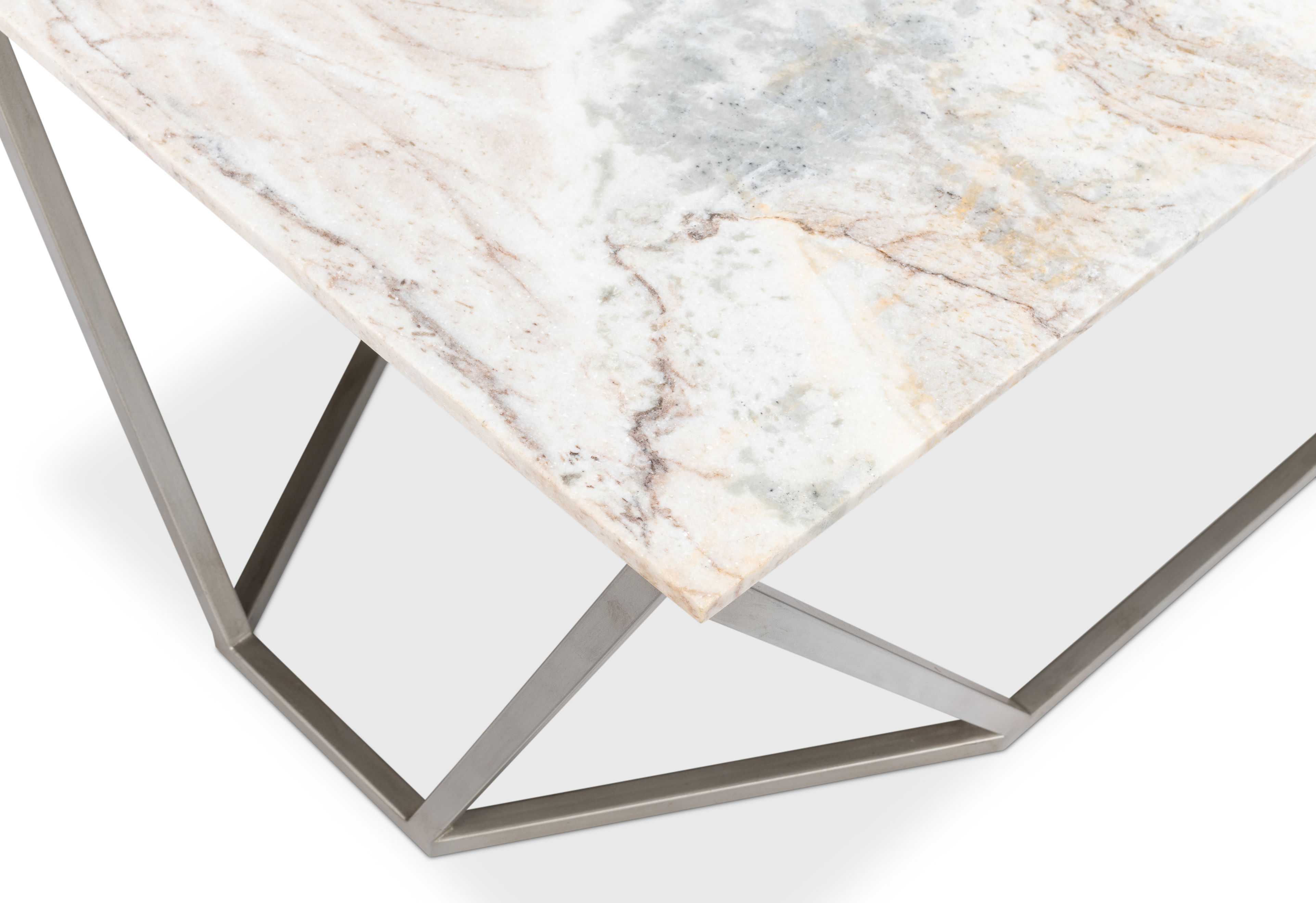 Trapezoid Coffee Table, Marble Top, by Sarreid, 44" length x 23" width x 18" height View 7