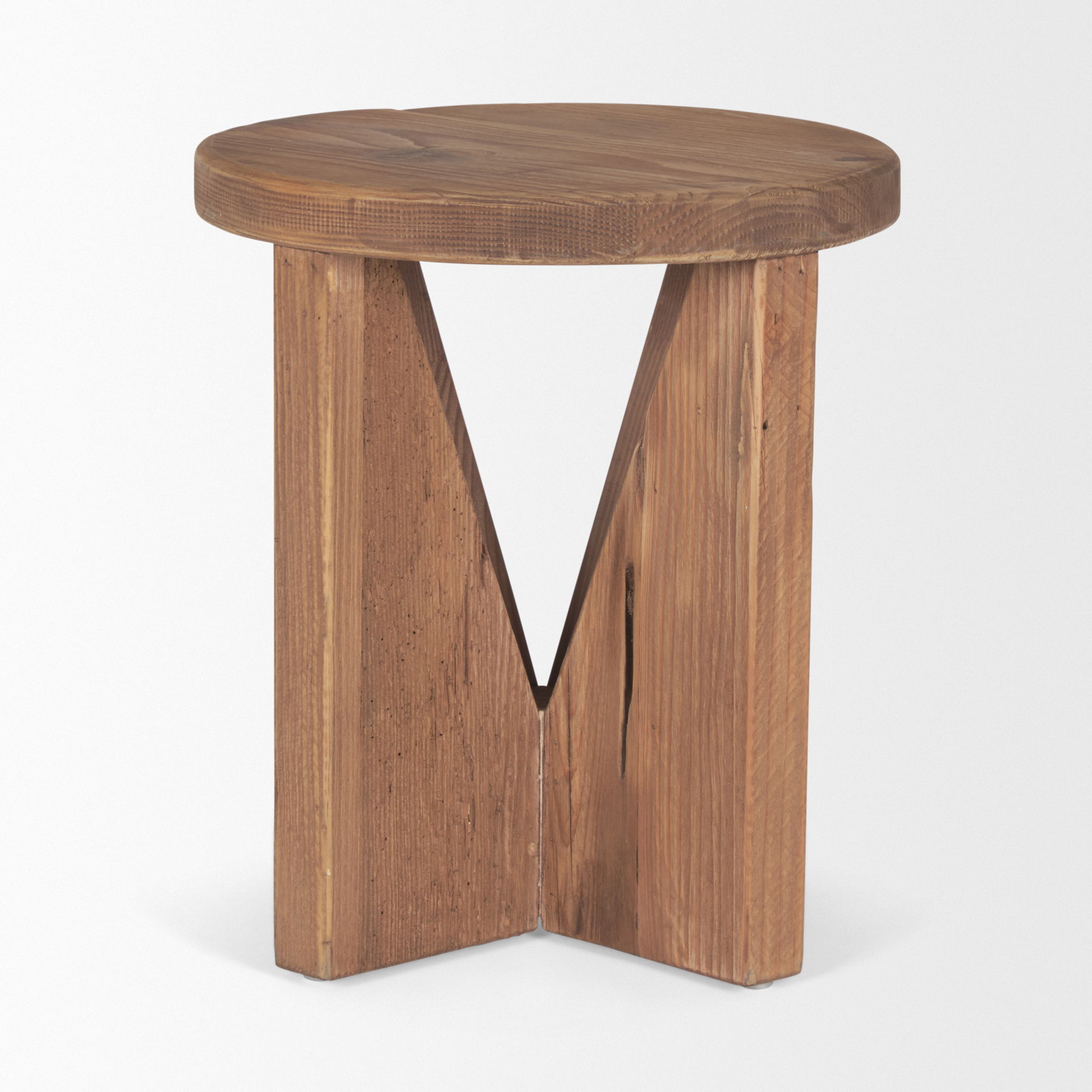 Tahlia Round Natural Brown Wood with Angled Legs Stool large image 