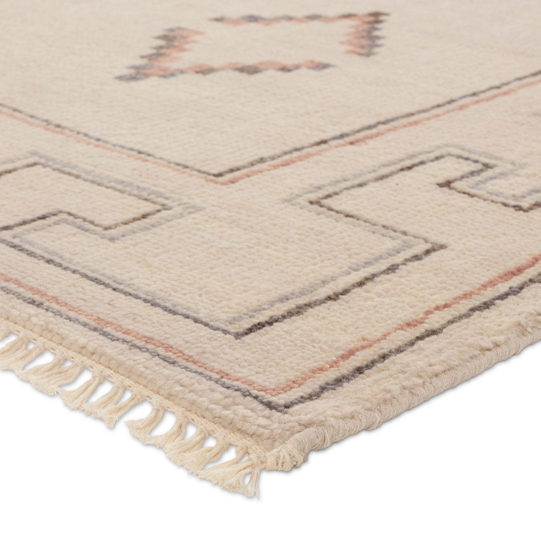 Jaipur Living Azzurro JIN08 Handknotted Medallion Cream and Pink Area Rug (10'x14') large image 