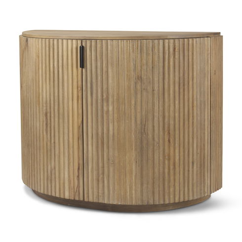 Terra Fluted Light Brown Wood 2-Door Accent Cabinet