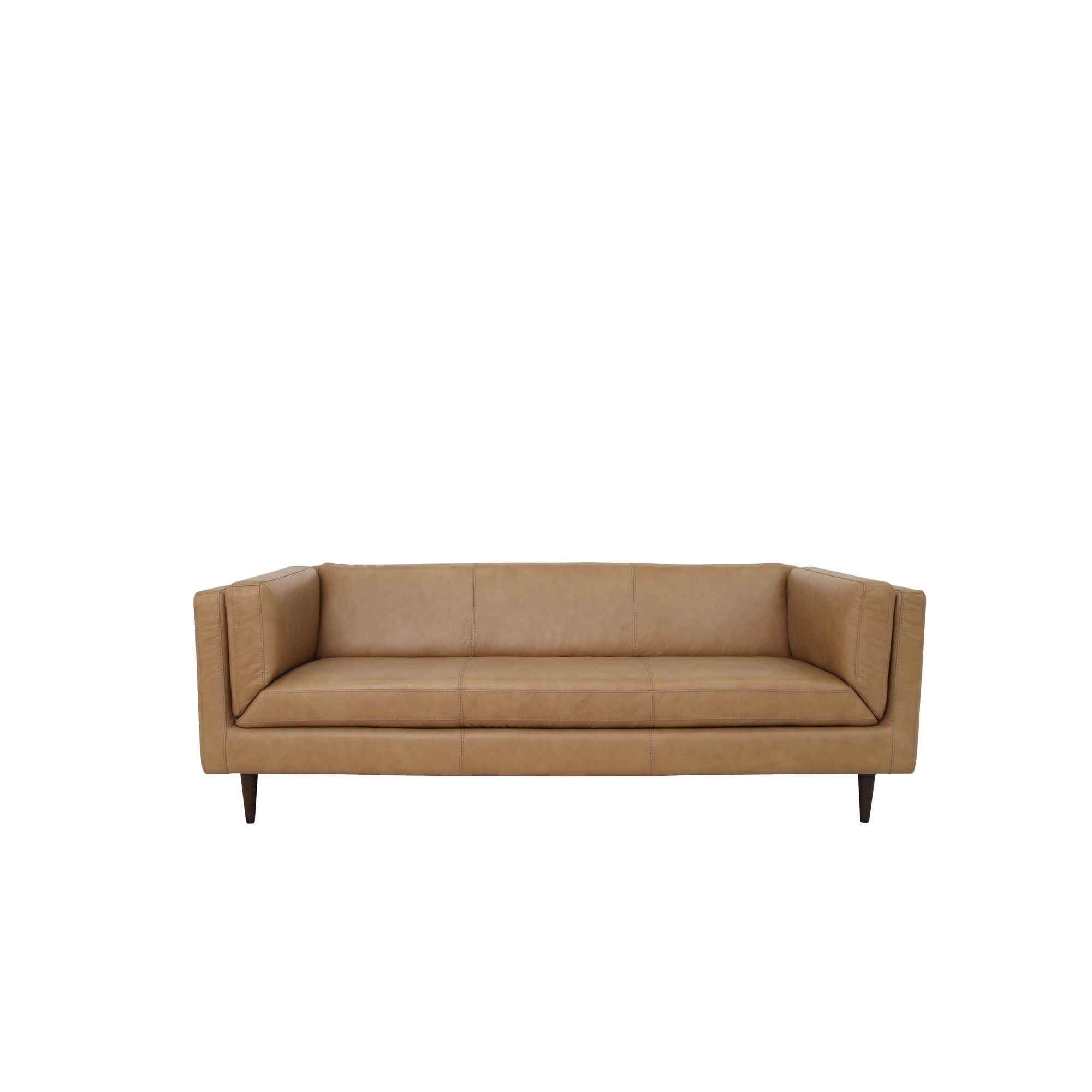 Woods Sofa Tan Leather, Sofas & Sectional by Moe's Home, 86" width x 29.9" height x 37" depth View 1