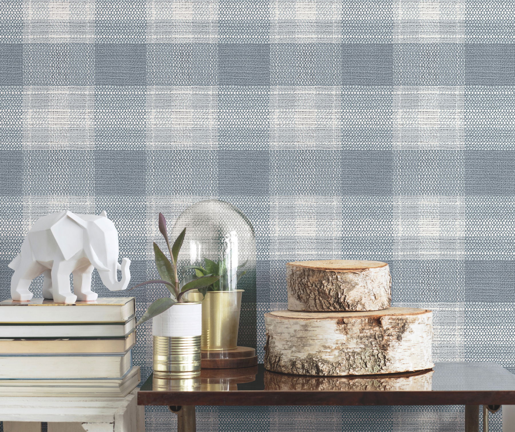 Woven Buffalo Check Blue Wallpaper, by York Wall, 33' length x 1'8.5" width x 0.02" depth View 2