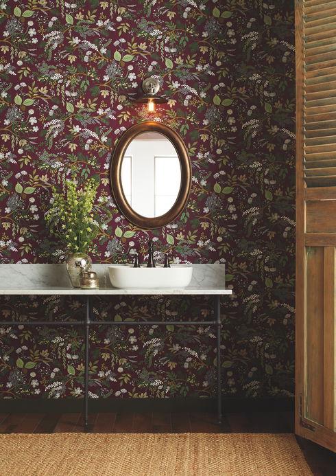 Juniper Forest Burgundy Wallpaper
