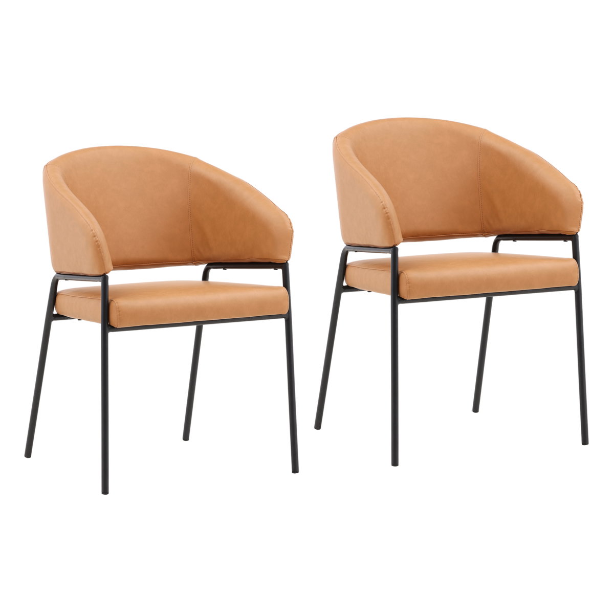 Cathey Dining Chair Set of 2 Camel, by Dovetail, 22.25" width x 33" height x 23" depth View 1