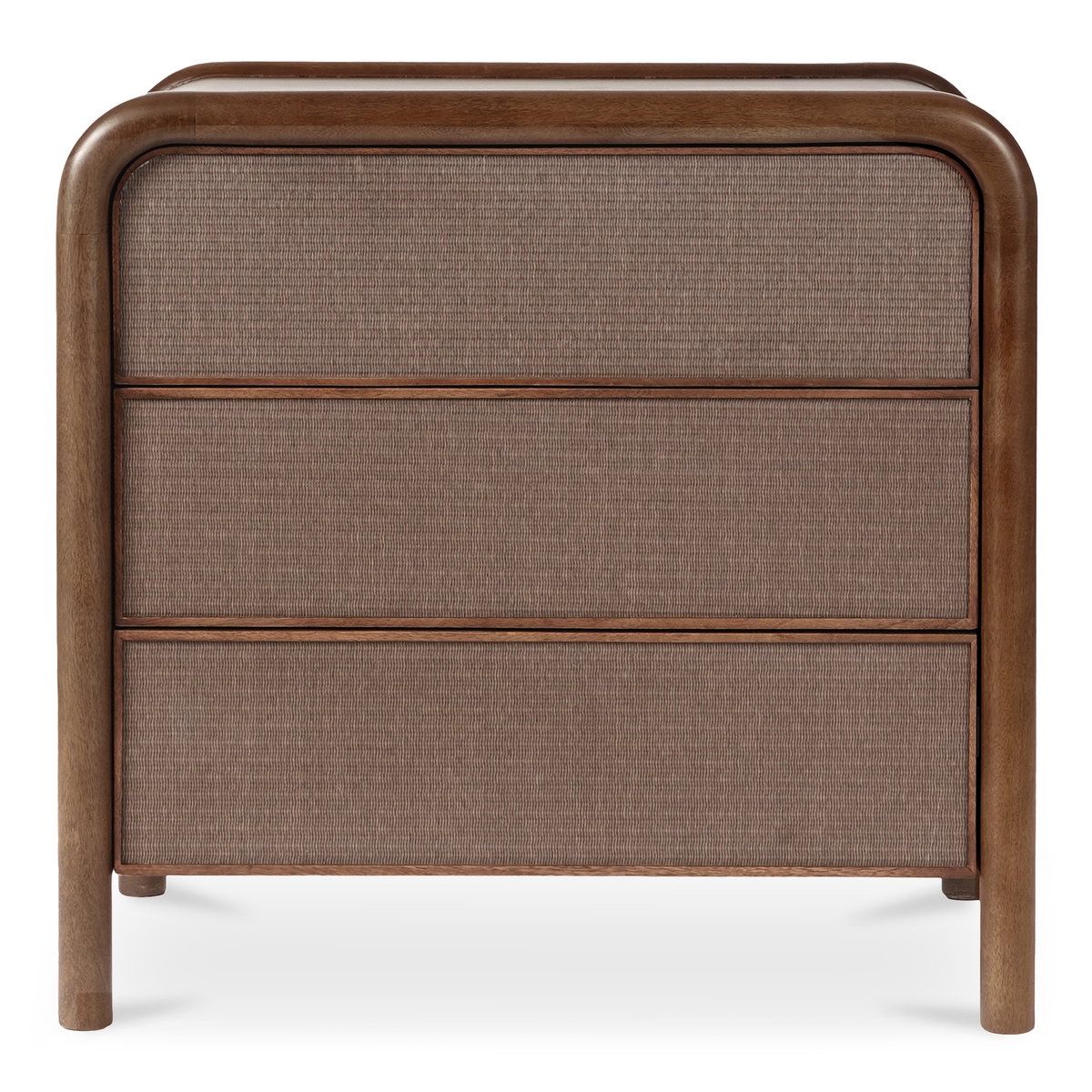 Rye 3 Drawer Nightstand Warm Brown, by Moe's Home, 31.75" width x 30.5" height x 19.75" depth View 1