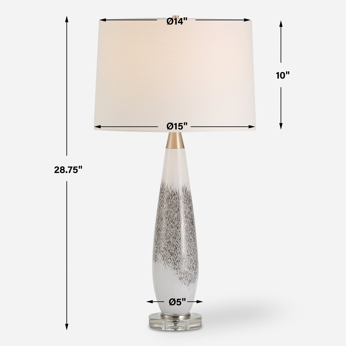 Quinn White & Silver Table Lamp, by Uttermost, 1'3" width x 2'4.75" height x 1'3" depth View 3