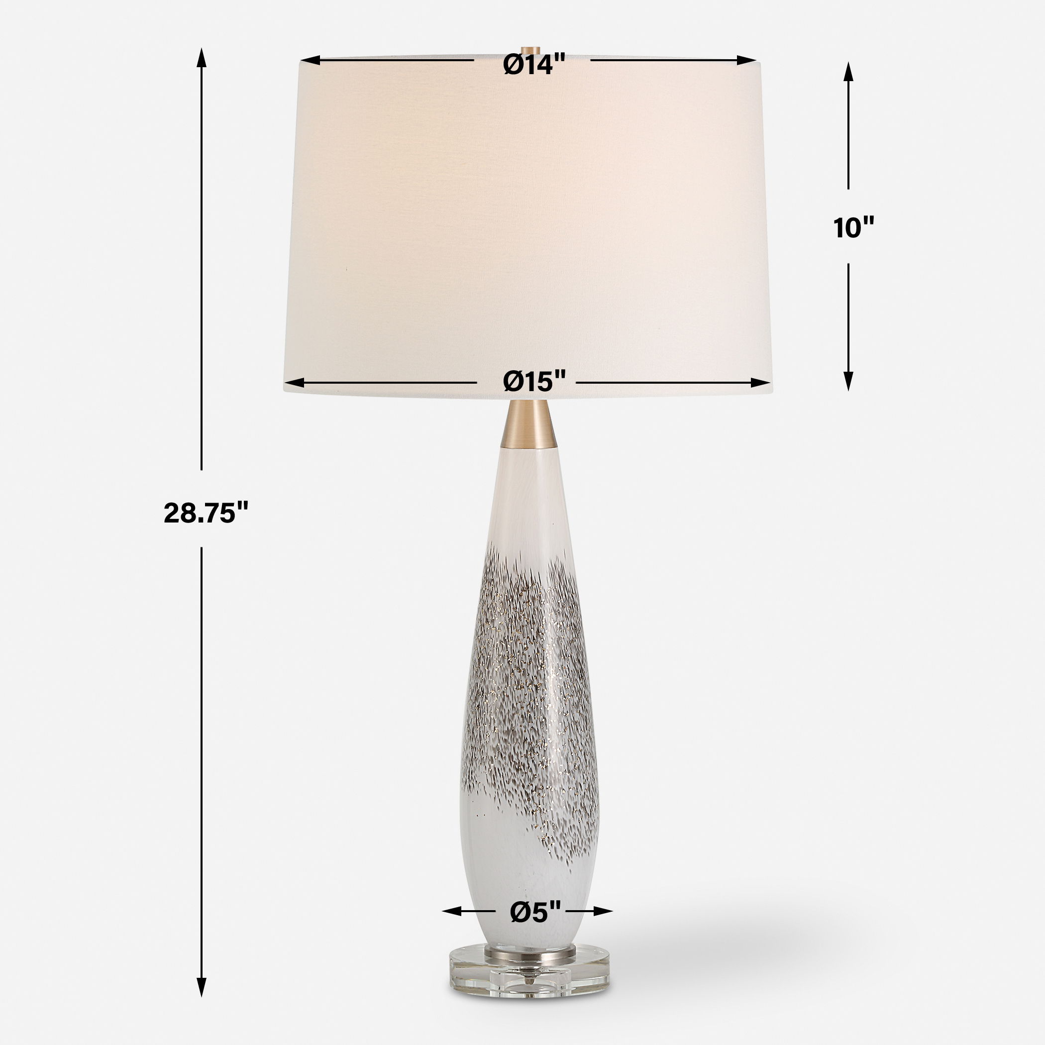 Quinn White & Silver Table Lamp, by Uttermost, 15" width x 28.75" height x 15" depth View 3