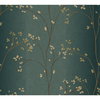 Vertical Blossoms Teal Metallic Wallpaper, by York Wall, 33' length x 1'8.5" width x 0.02" depth thumbnail