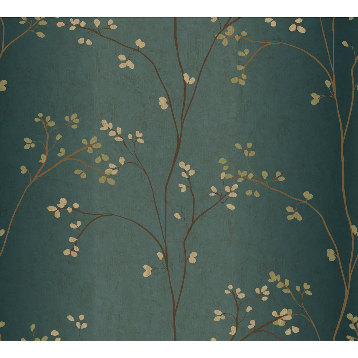 Vertical Blossoms Teal Metallic Wallpaper, by York Wall, 33' length x 1'8.5" width x 0.02" depth
