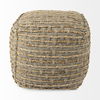 Binita    Gray/Brown Hemp Wool and Cotton Pouf, Ottoman by Mercana, 16" length x 16" width x 16" height thumbnail 6