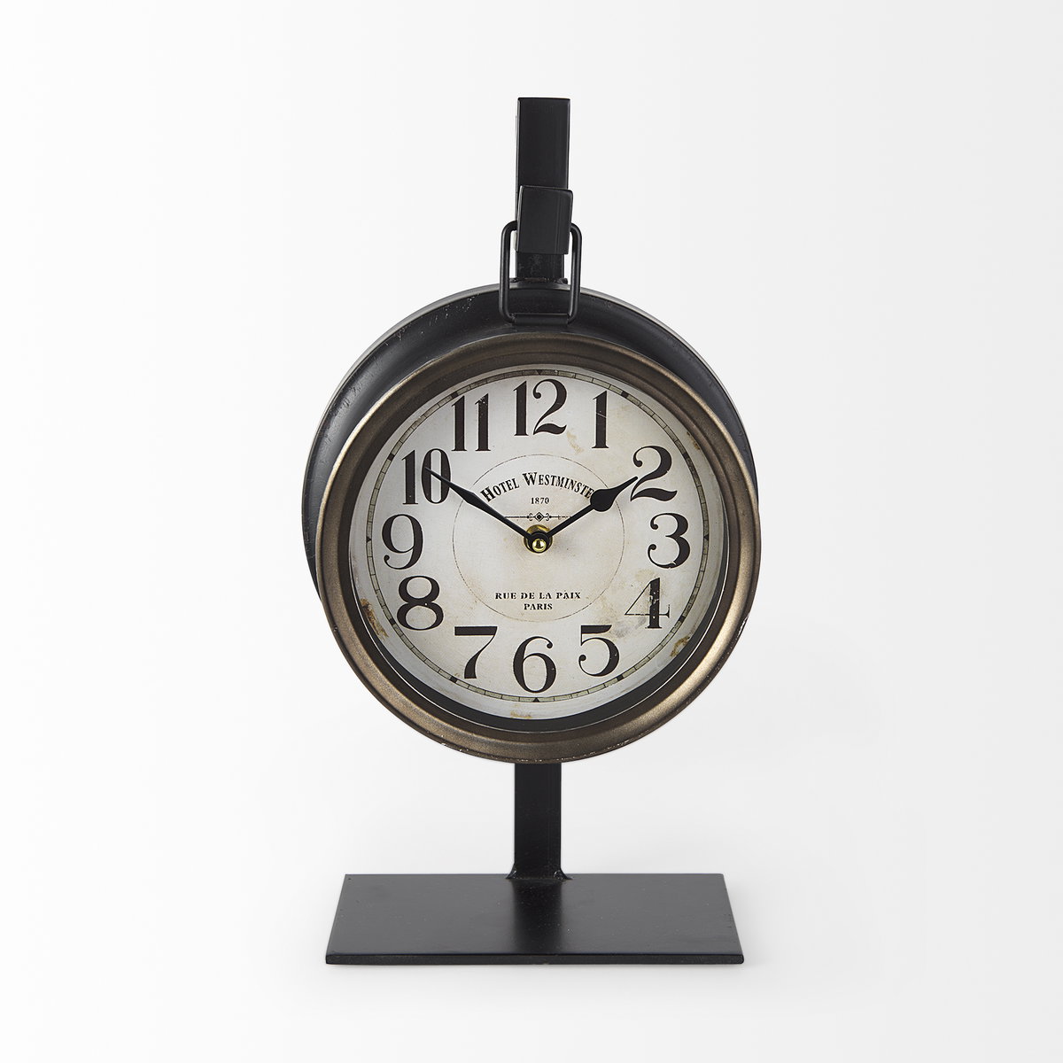 Taxz Metallic Brown Metal Hanging Table Clock, by Mercana, 9" length x 5" width x 16" height View 5
