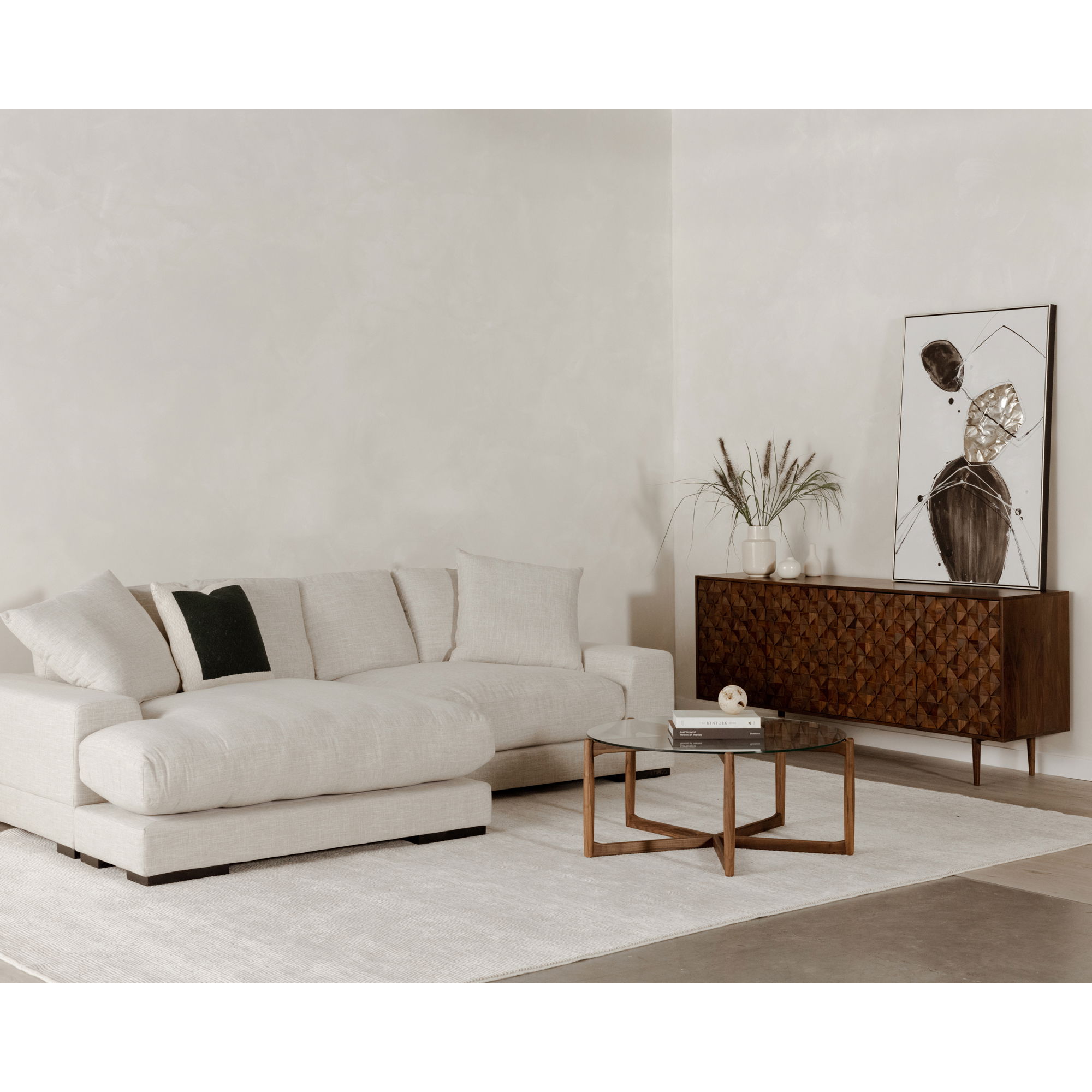 Plunge Sectional Sahara, Sectional Sofa by Moe's Home, 106" width x 34" height x 46" depth View 7