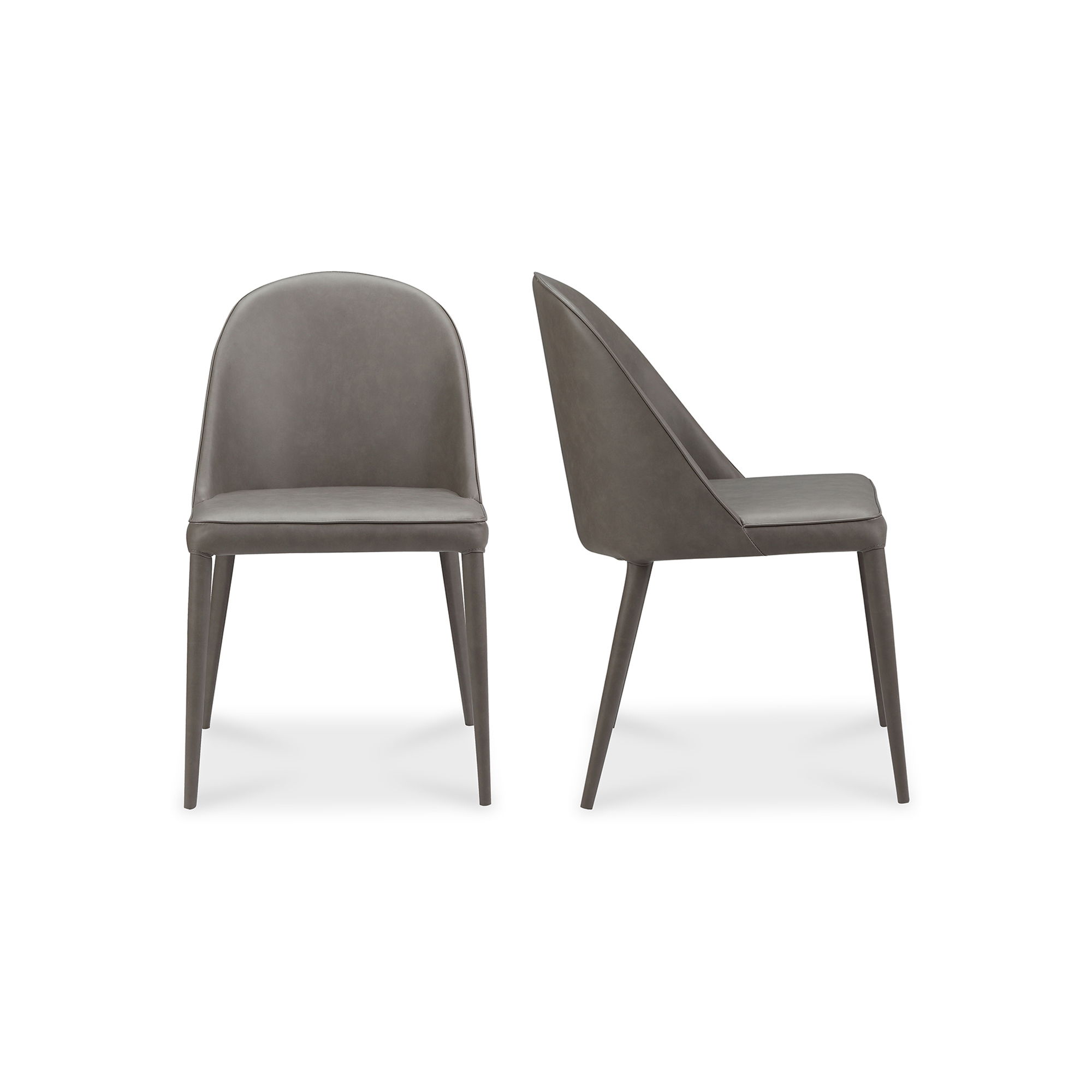 Burton Dining Chair Grey Vegan Leather - Set Of Two, by Moe's Home, 19" width x 33" height x 22" depth View 1
