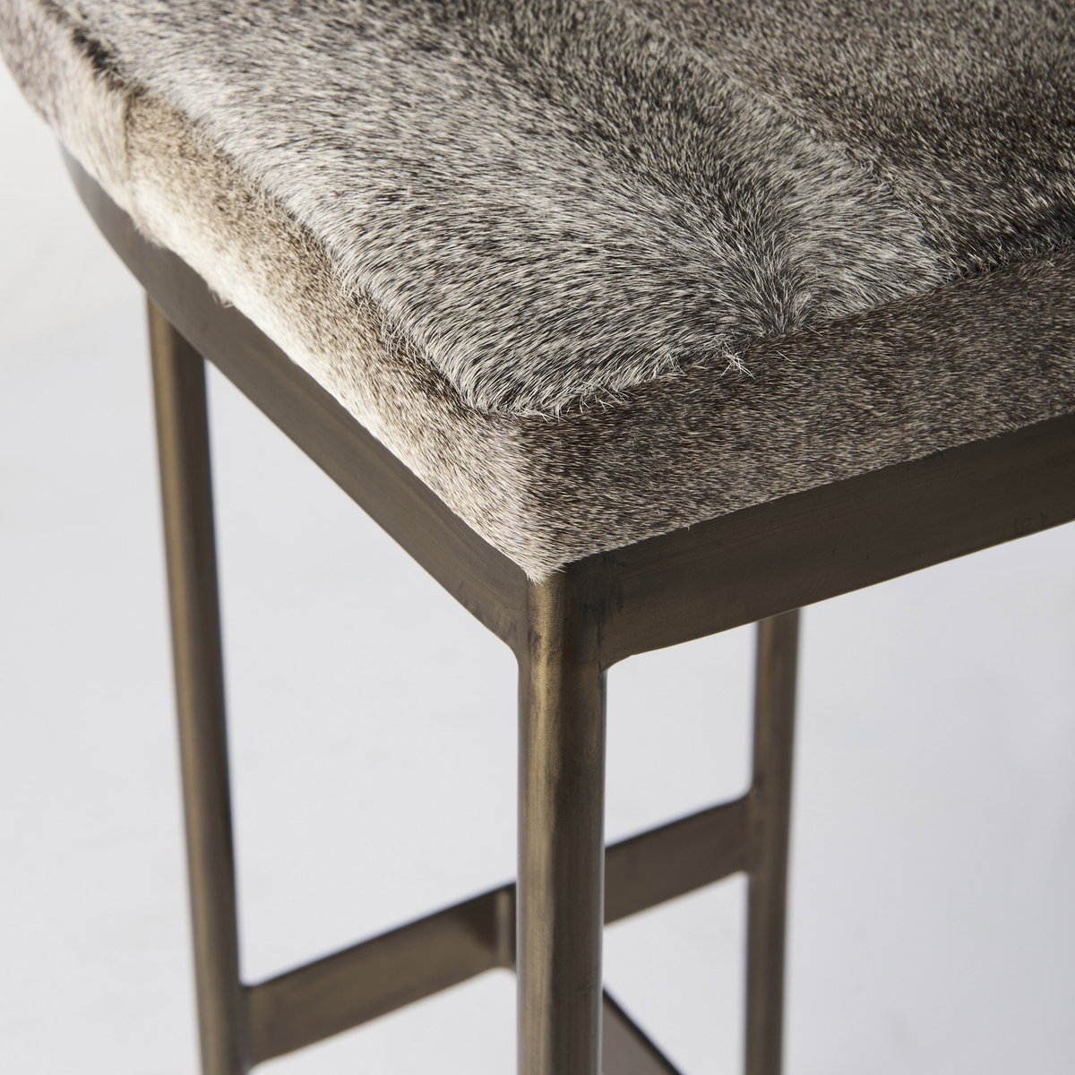 Millie Backless 26.25in Seat Counter Stool | Gray Hair-On-Hide, Counter & Bar Stool by Mercana, 16.75" length x 17.75" width x 26" height View 11