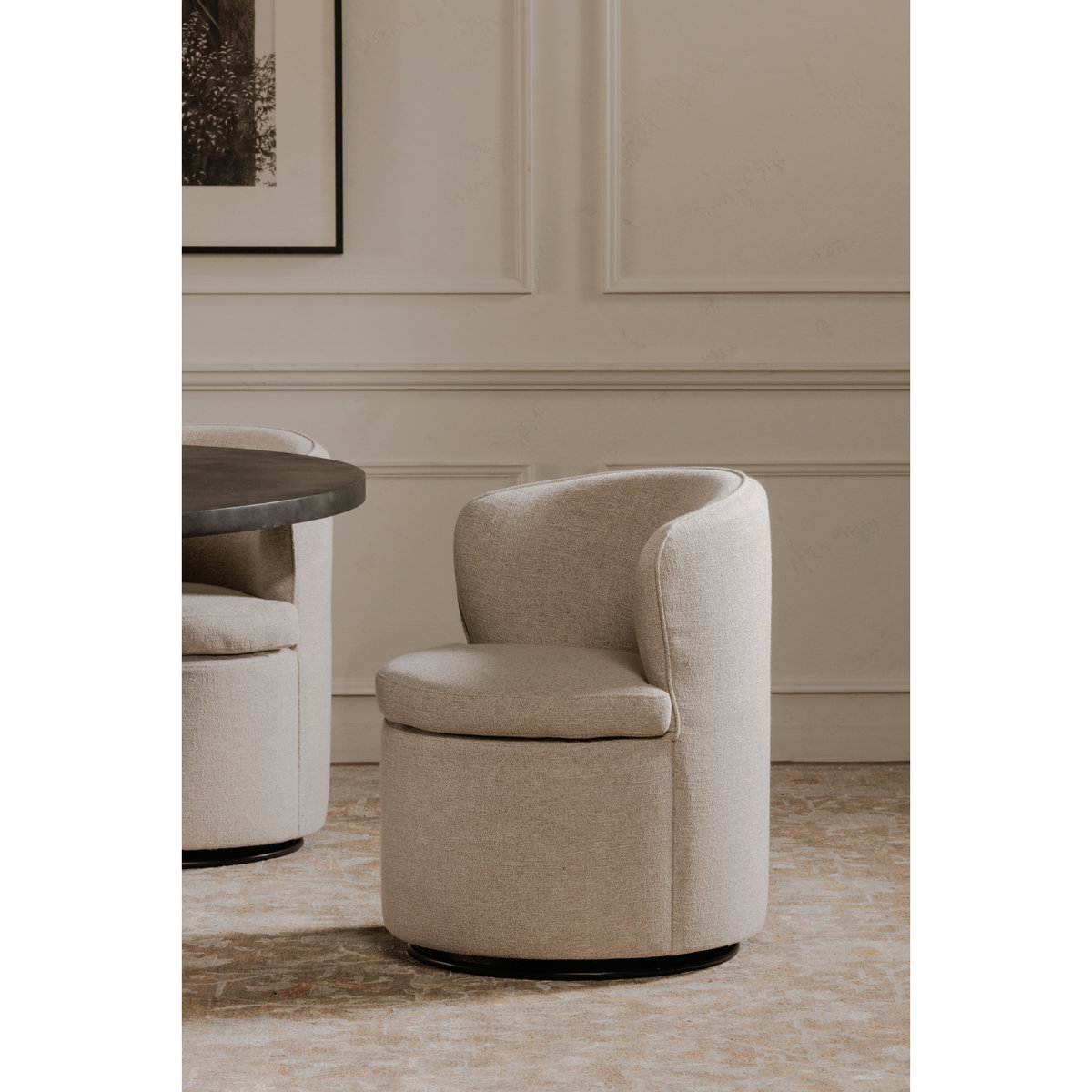 Dane Swivel Dining Chair Oatmeal, by Moe's Home, 25.6" width x 31.9" height x 25.6" depth View 8