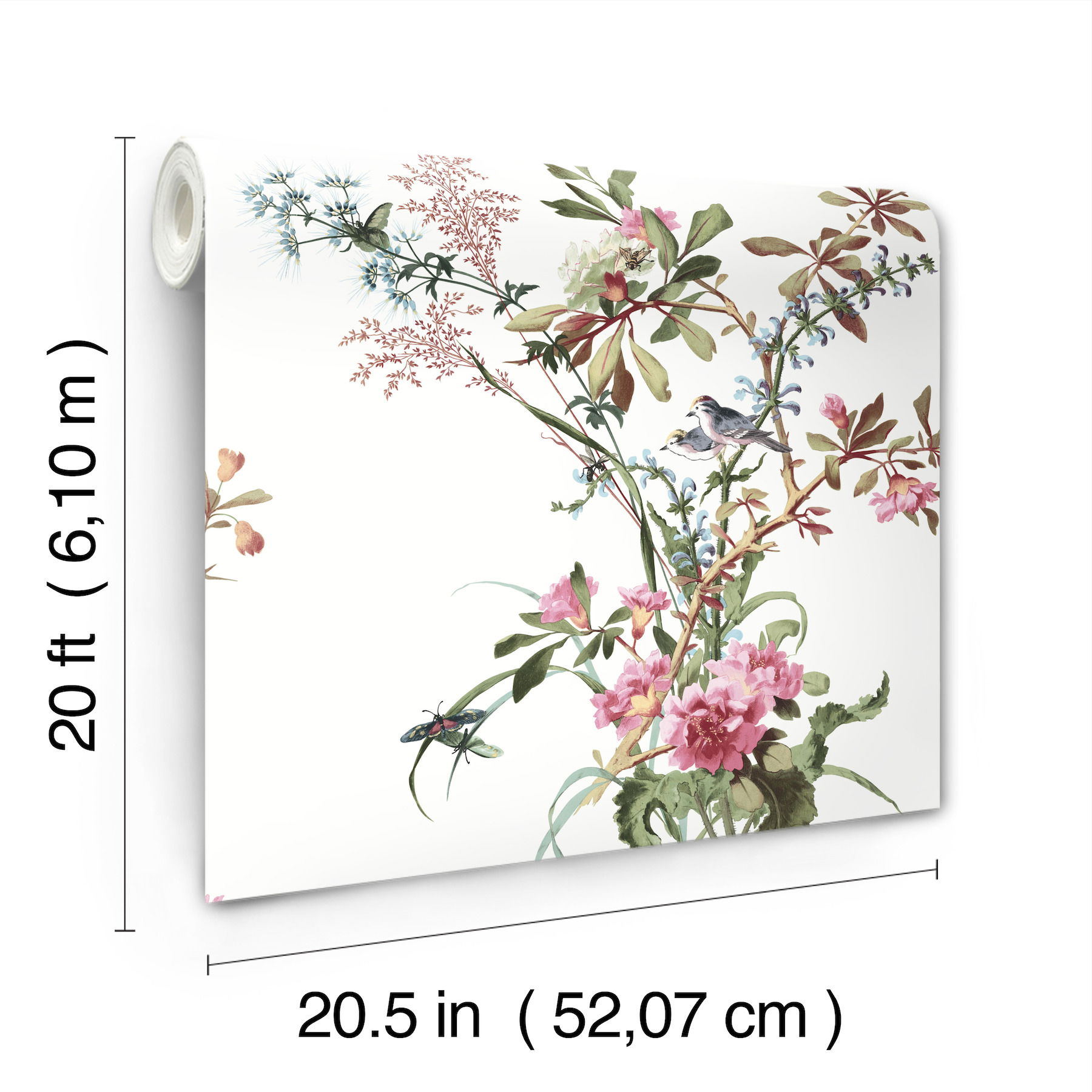 Wild Flowers Rose Peel & Stick Wallpaper large image 