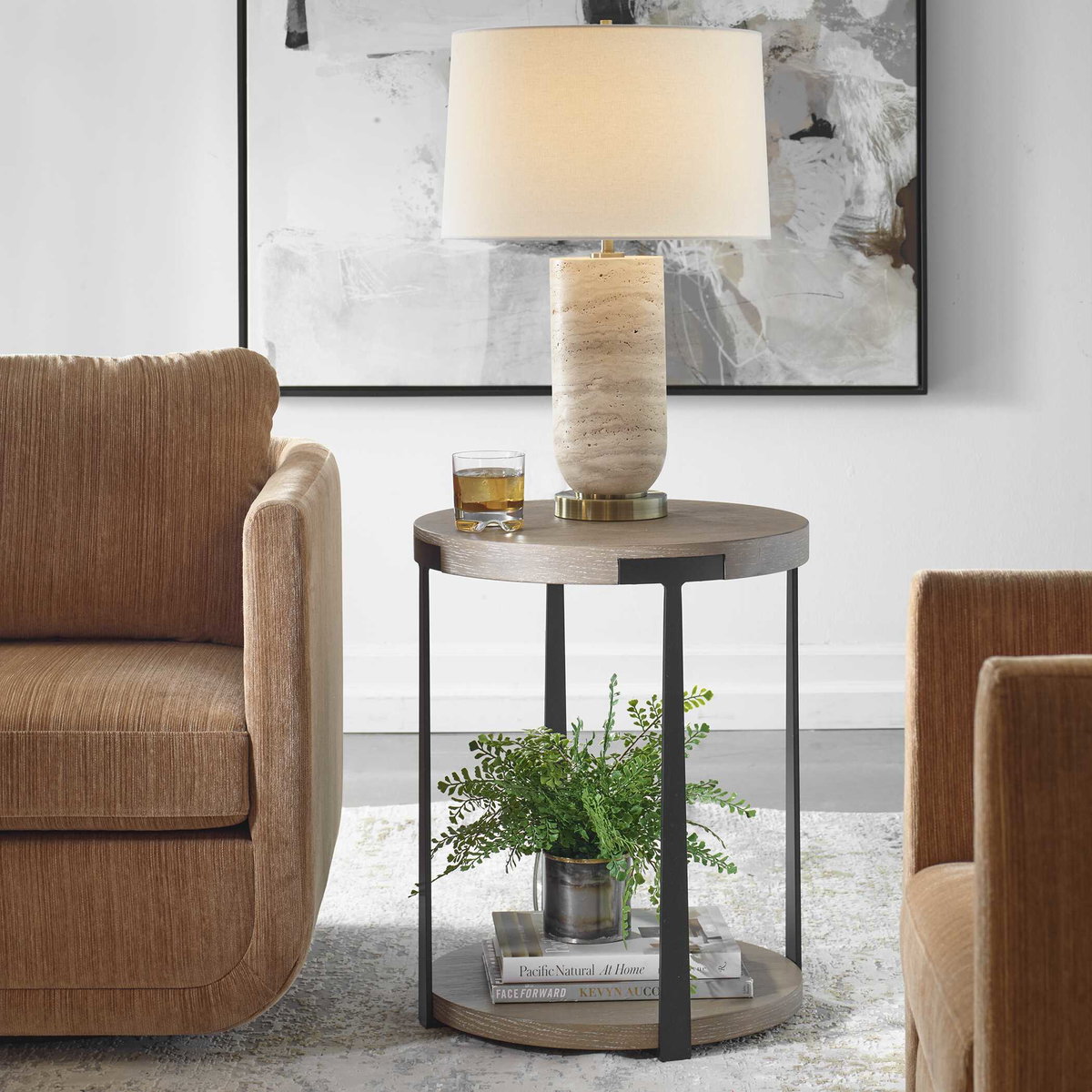 Palisade Natural Round Side Table, Side & End Table by Uttermost, 19" width x 24" height x 19" depth View 4