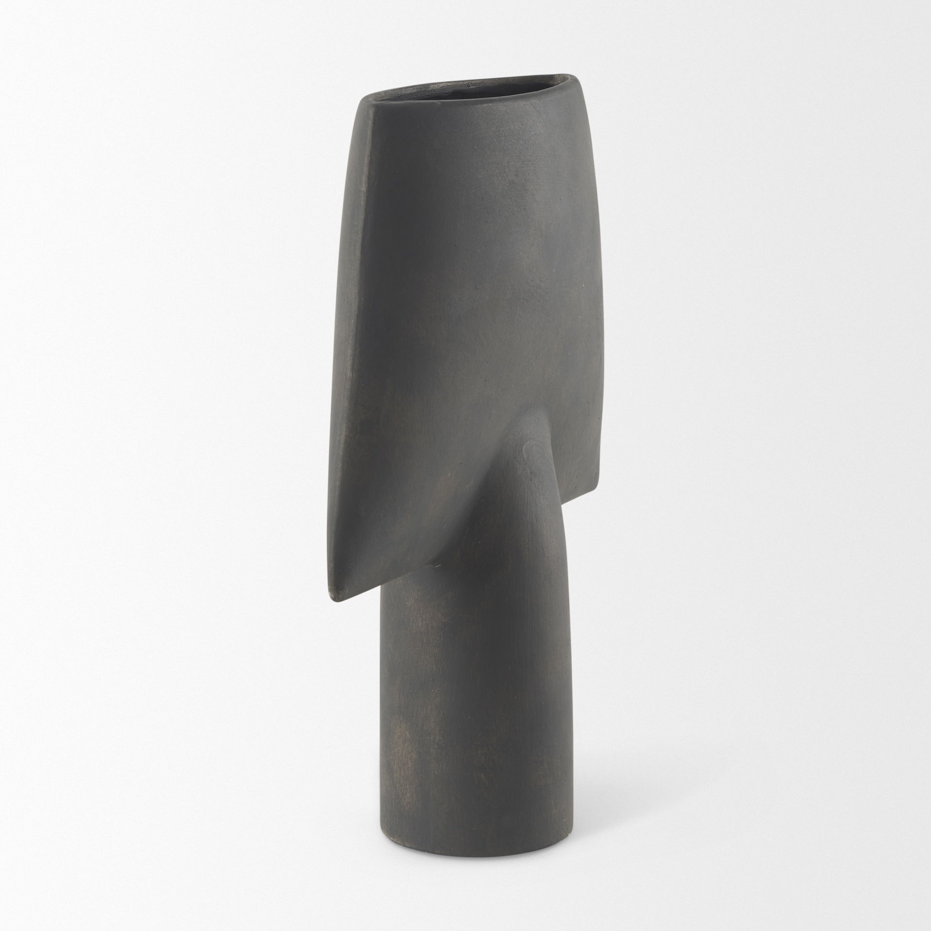 Rylee 13.0H Dark Brown Ceramic Vase large image 