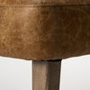 Niles 20' Seat Height Brown Faux Leather Seat with Brown Wooden Legs Wingback Dining Chair, by Mercana, 22.5" length x 24" width x 32" height thumbnail 8