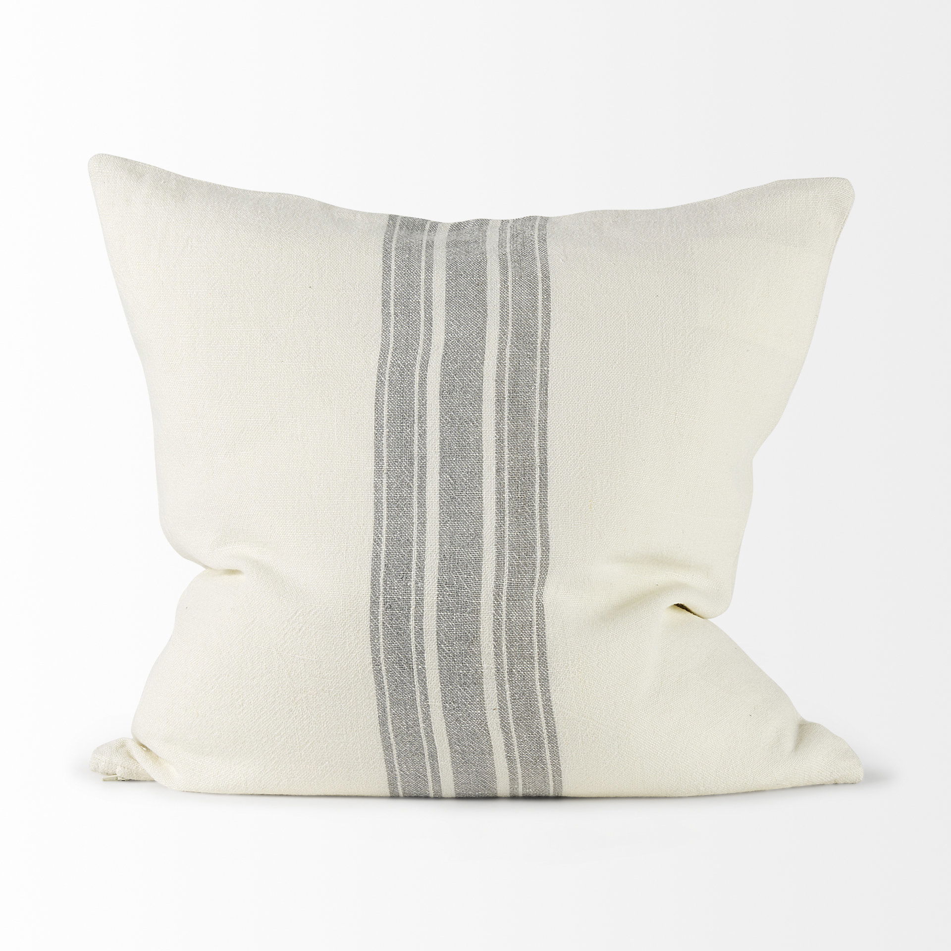 Patrice 22 x 22 Cream With Gray Stripes Decorative Pillow Cover, by Mercana, 22" length x 22" width x 0.2" height View 3