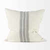 Patrice 22x22 Cream With Gray Stripes Pillow Cover, Decorative Pillow by Mercana, 22" length x 22" width x 0.2" height thumbnail 3