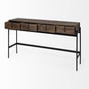 Glenn III 56L x 14W Dark Brown Wood with Black Iron Frame, 4 Drawer Console Table, by Mercana, 55.5" length x 14.5" width x 30" height thumbnail 8