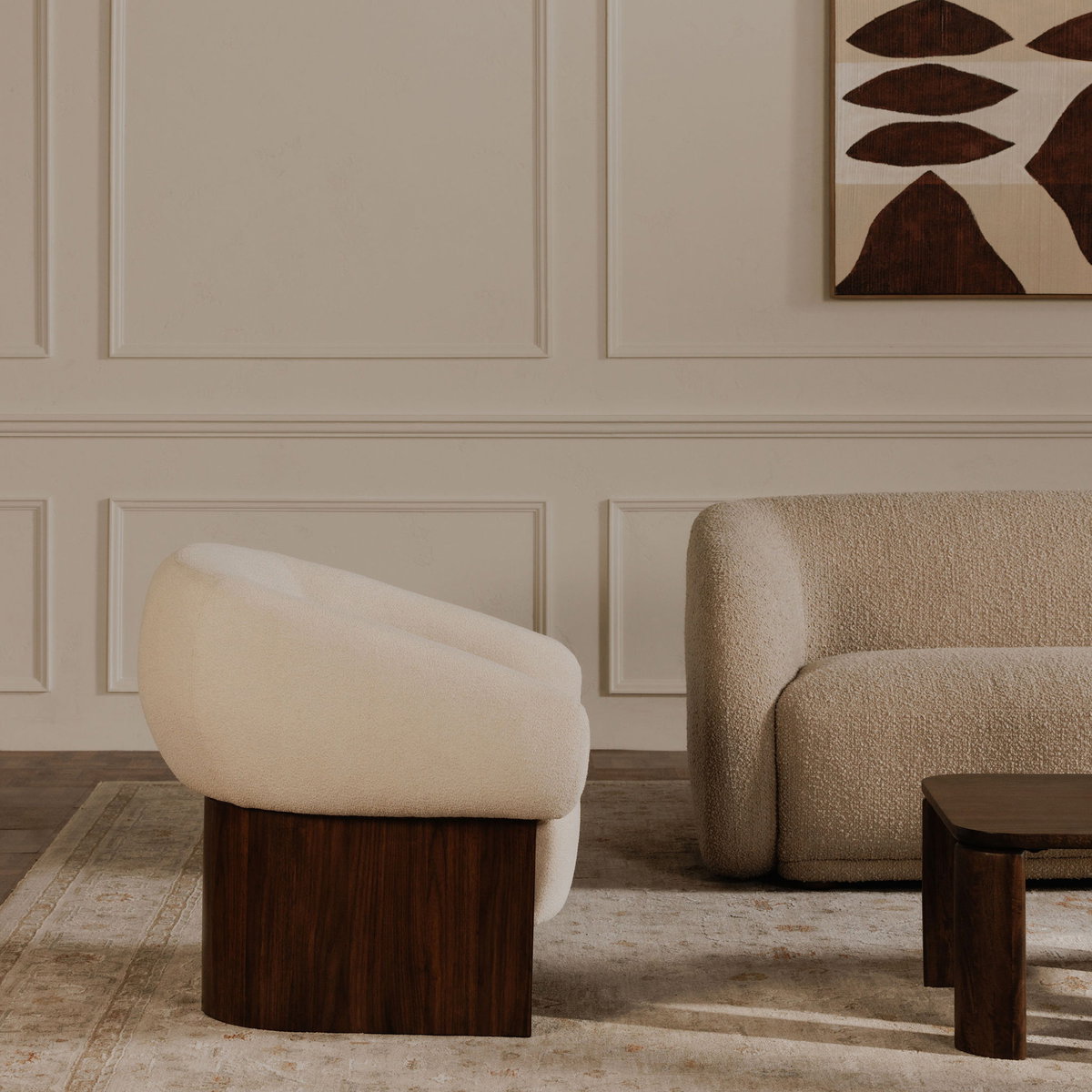 Otto Accent Chair Flecked Cream, by Moe's Home, 33.27" width x 29.5" height x 29.7" depth View 6