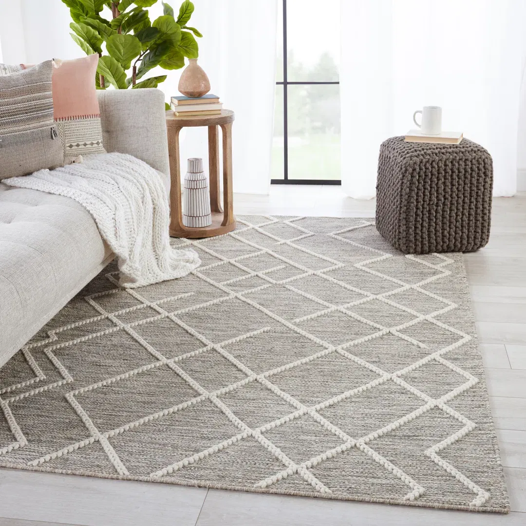 Moab Natural Geometric Gray/ Ivory Area Rug large image 