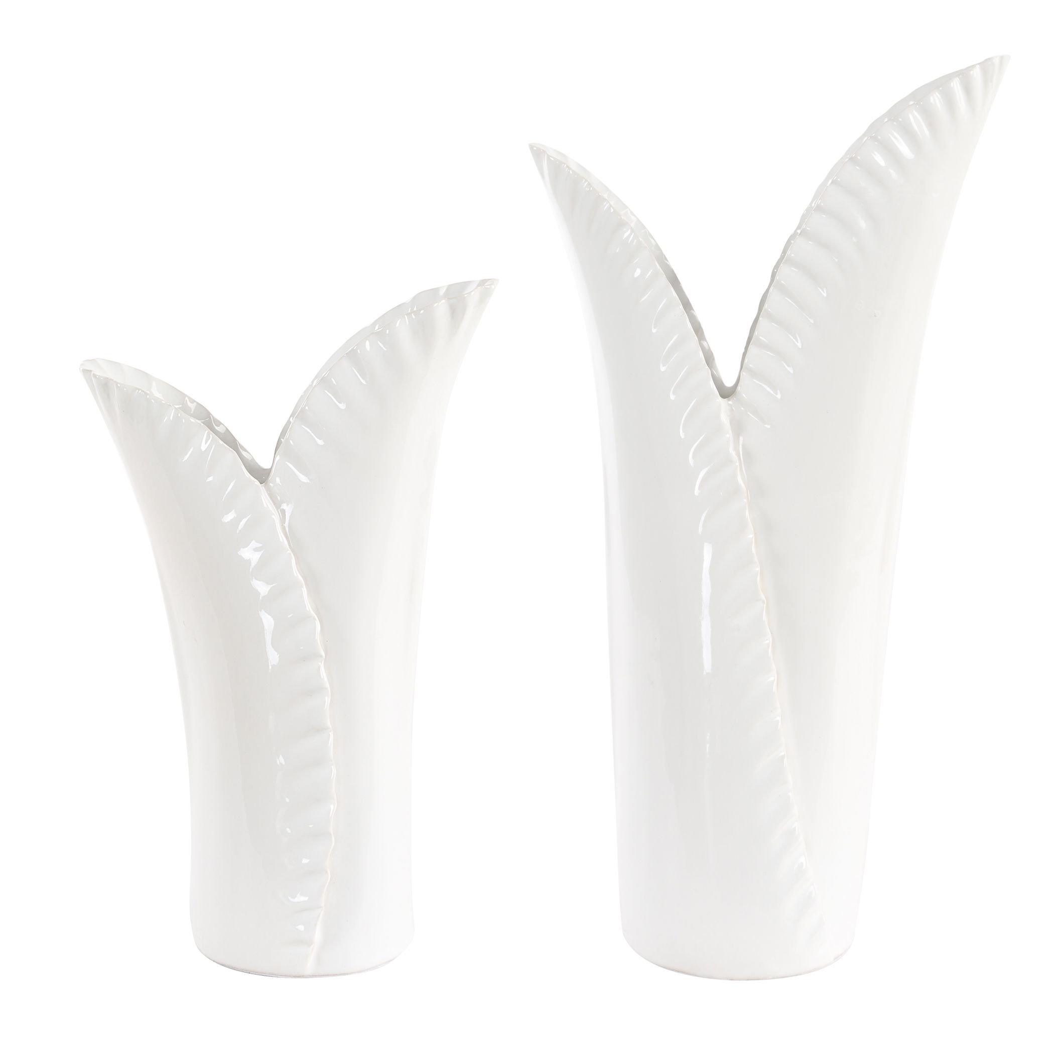 Leafscape White Vases Set/2 large image 