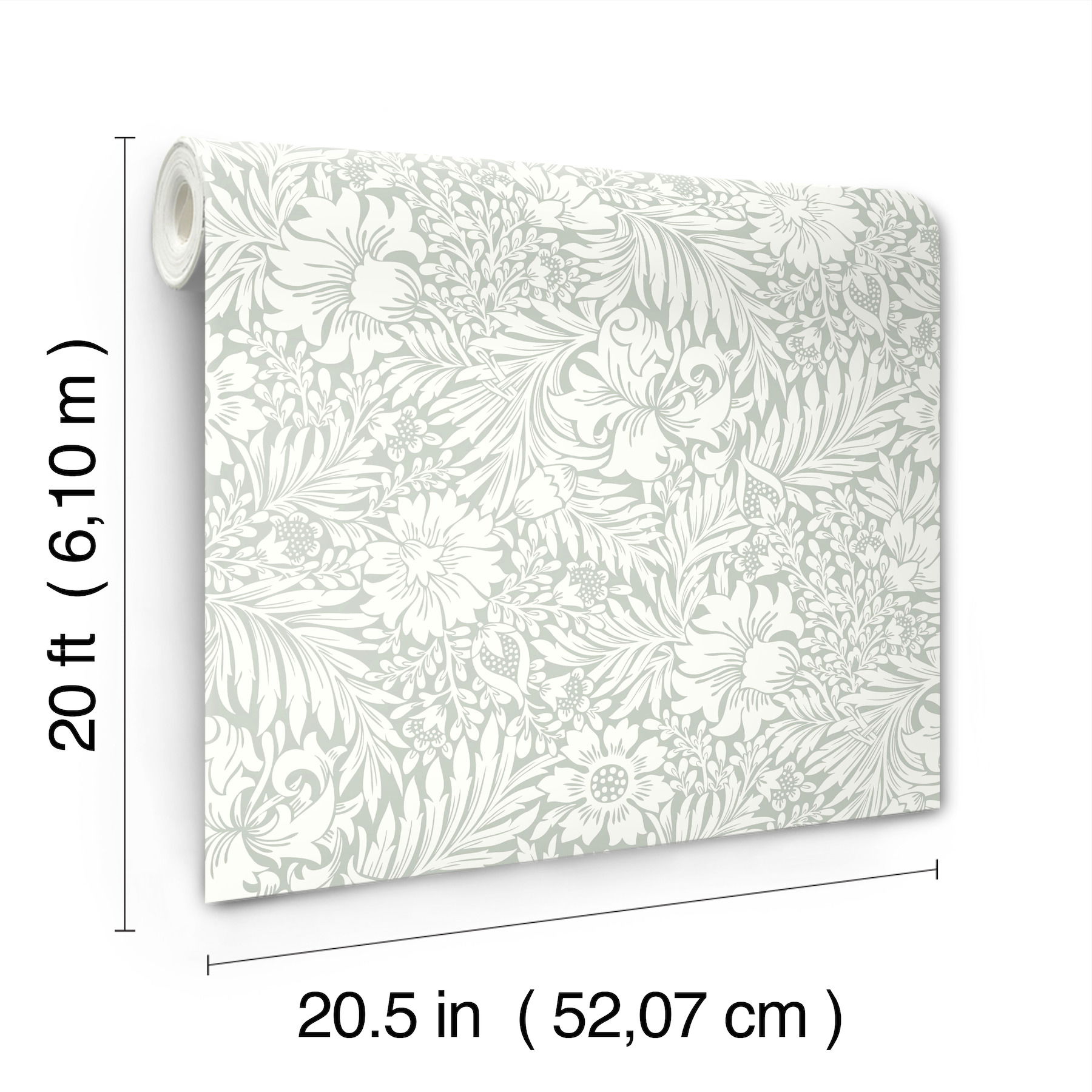 Modern Acanthus Vintage Duck Egg Peel & Stick Wallpaper large image 