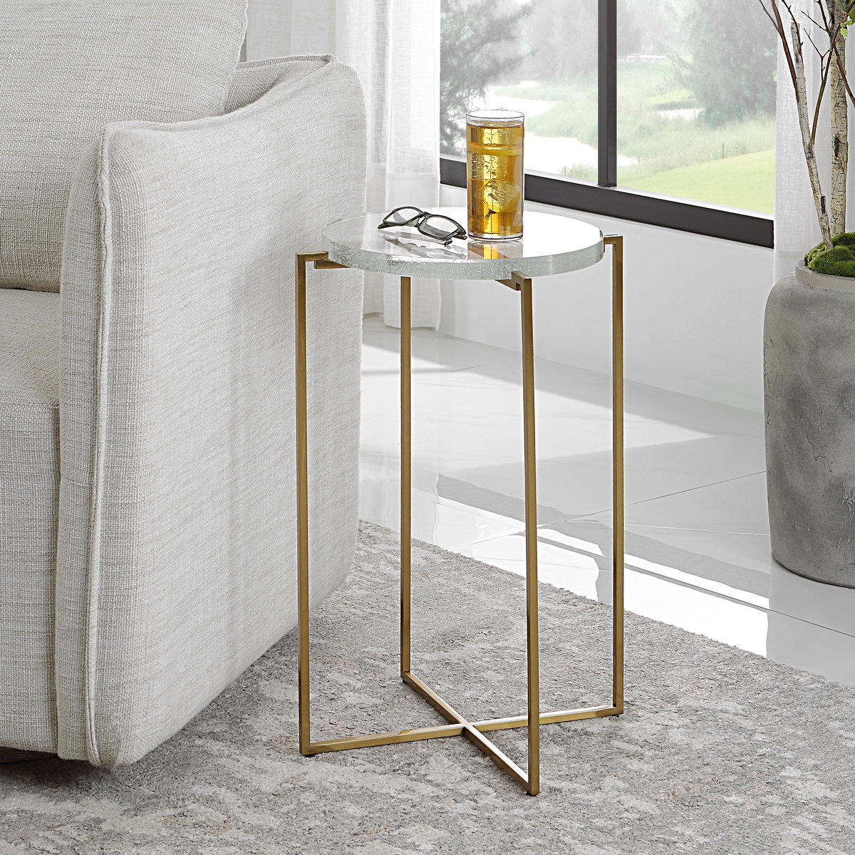 Star-crossed Glass Accent Table, Furniture by Uttermost, 15.62" width x 24.25" height x 15.62" depth View 2