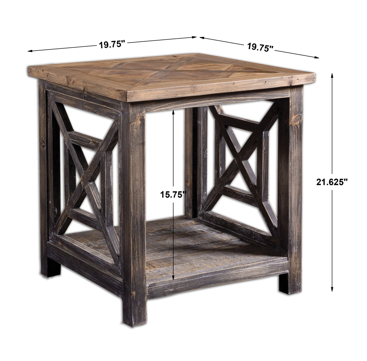 Spiro Reclaimed Wood End Table, Side & End Table by Uttermost, 19.75" width x 21.62" height x 19.75" depth View 3