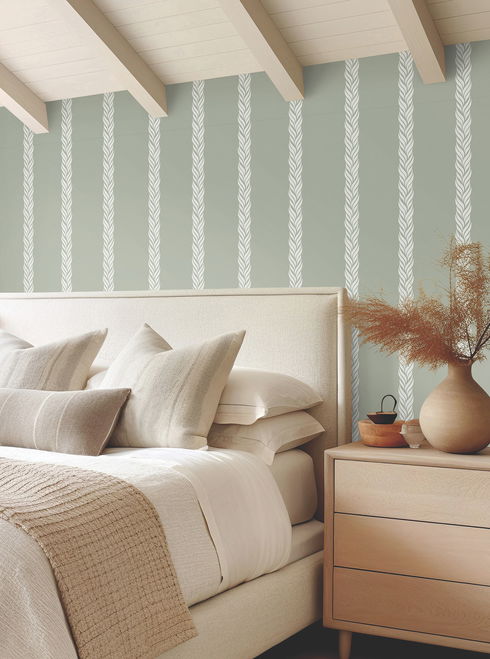 Braided Stripe Green Wallpaper