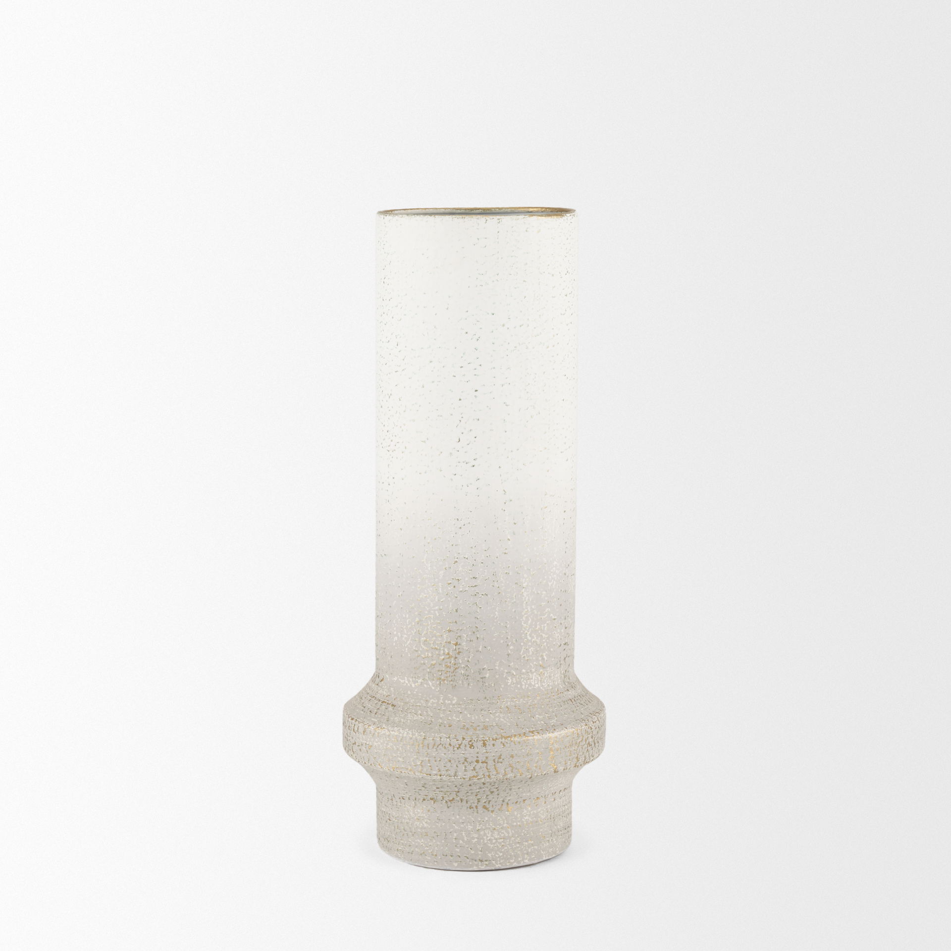 Tovah Medium Textured White with Gold Metal Vase large image 