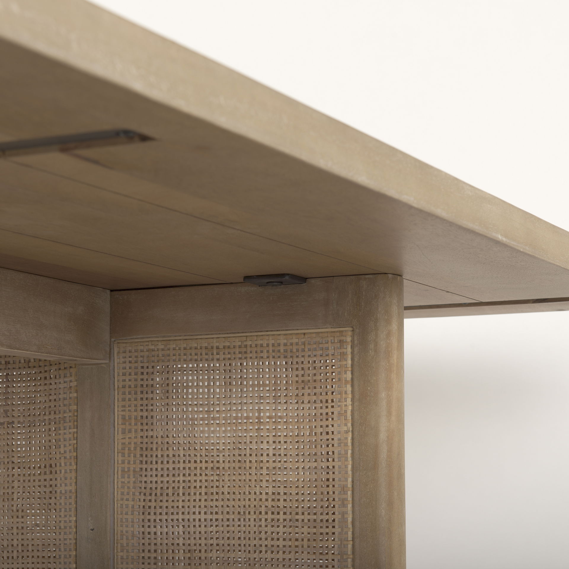 Grier 84' Light Brown Wood with Cane Dining Table, by Mercana, 84" length x 38" width x 30" height View 8