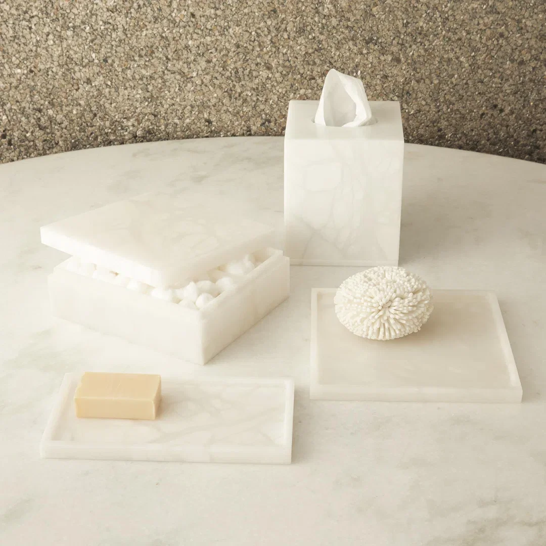 Alabaster Rectangular Plateau, Bath Accessorie by Studio A Home, 9.25" width x 0.5" height x 5" depth View 7