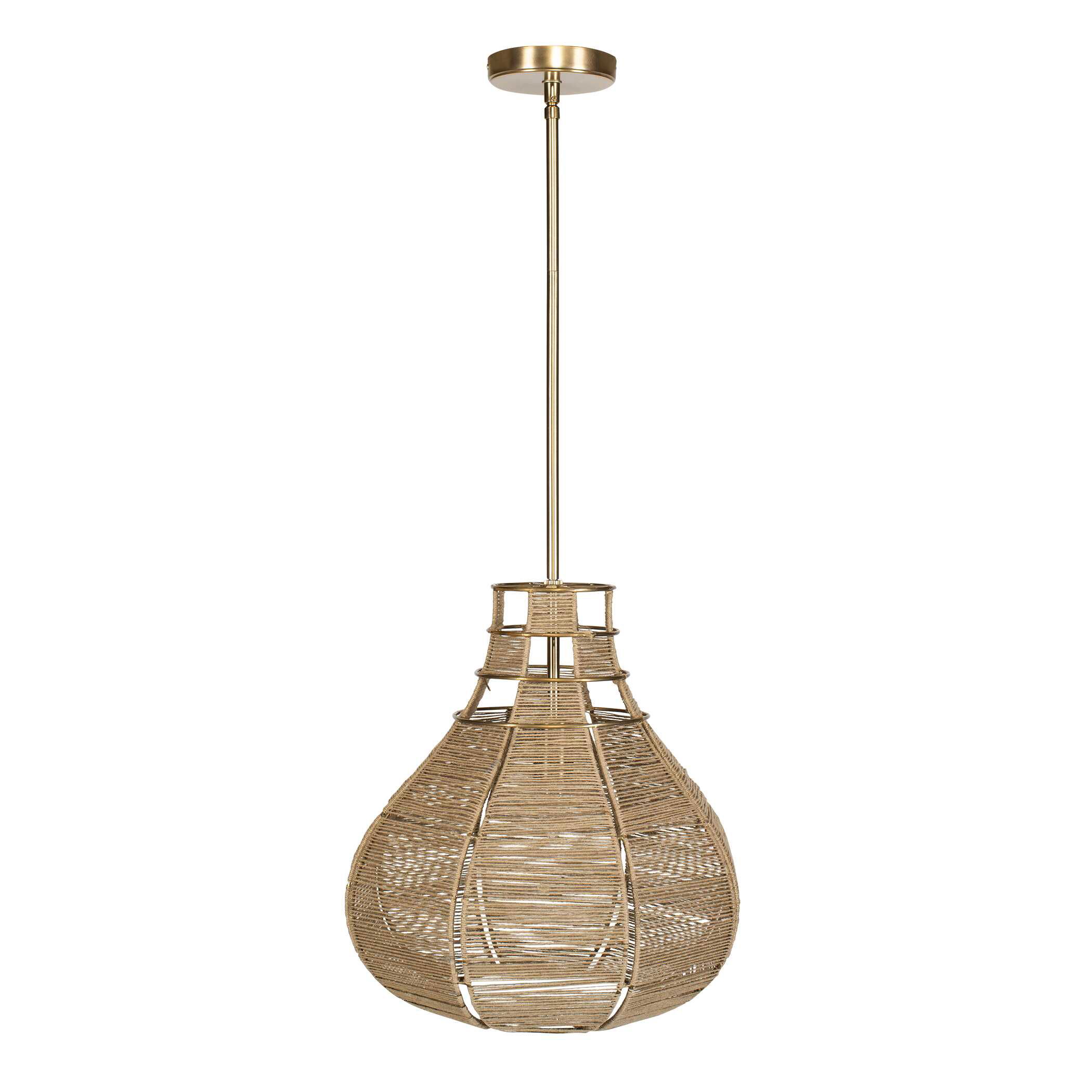 Hestia 1 Light Natural Rope Pendant, Ceiling Light by Uttermost, 16" width x 16.25" height x 16" diameter x 16" depth View 6